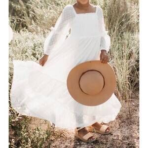 NEW INDIE BLUE girl's jolene dress in white